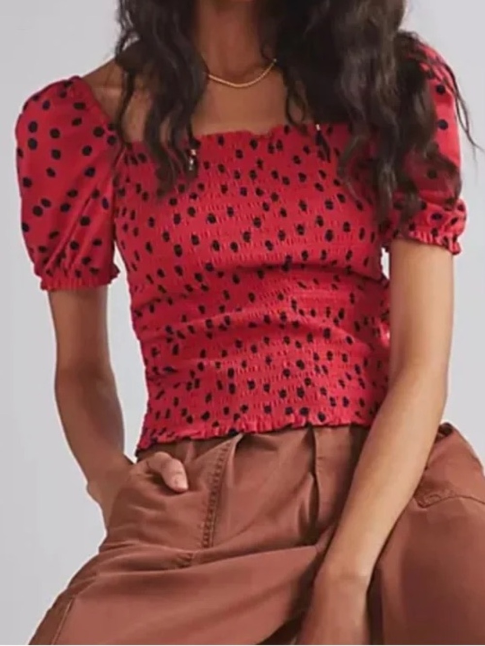 Dolan Left Coast Smocked Puff-Sleeved Top : Medium